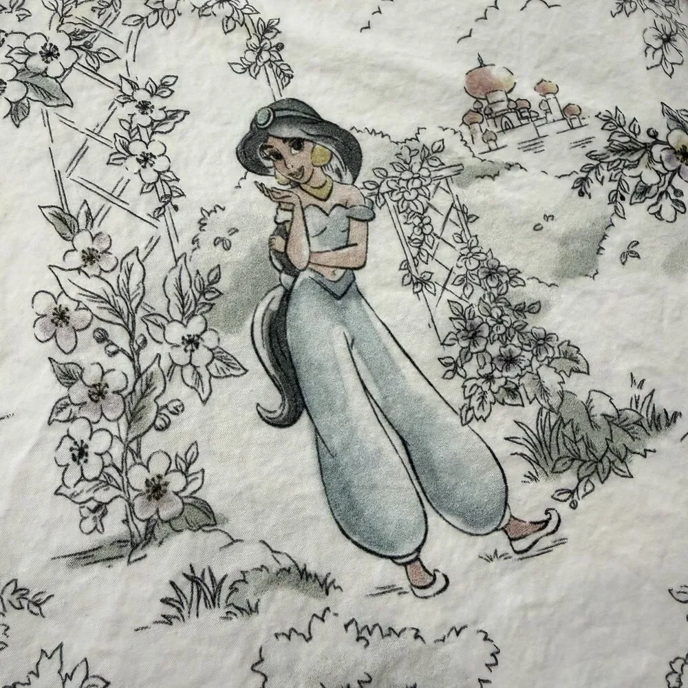 Pottery Barn Kids Disney Princess Heritage Full Flat Sheet Organic Cotton READ
